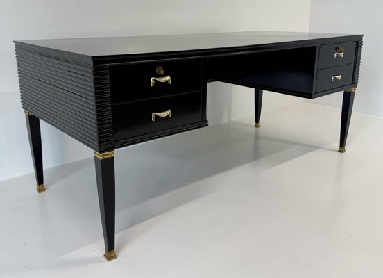 Italian Art Deco Black and Brass Desks by Paolo Buffa for La