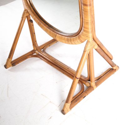Large Freestanding Rattan Mirror, 1970s for sale at Pamono