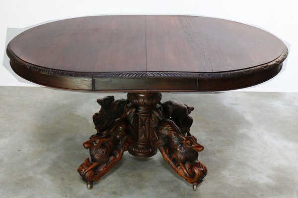 Antique French Oak Oval Dining Table, 1860 for sale at Pamono