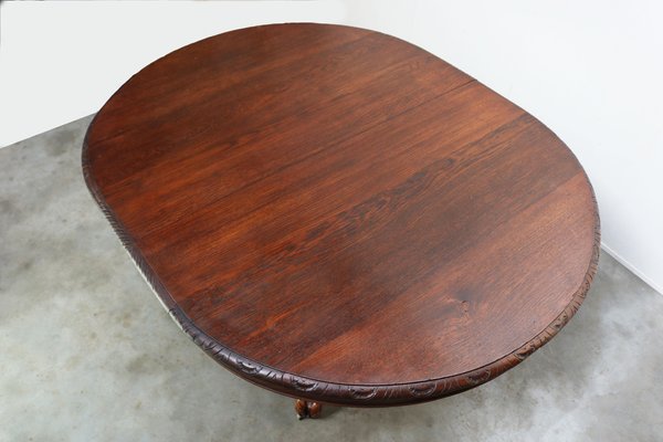 Antique French Oak Oval Dining Table, 1860 for sale at Pamono