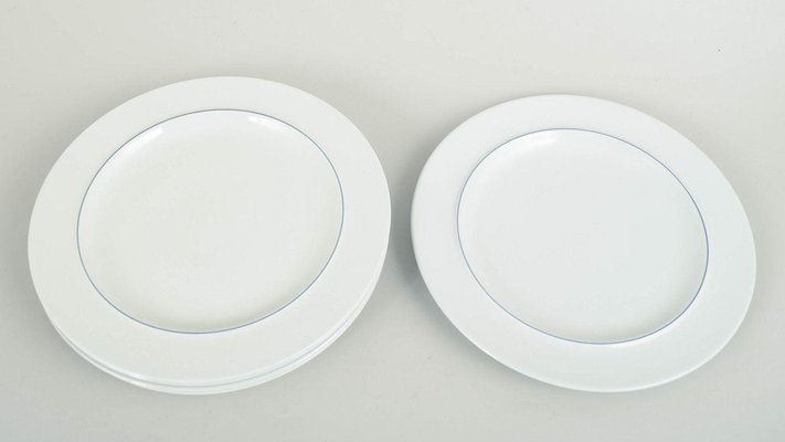 Vintage Blue Line Lunch Plates in Faience by Grethe Meyer for