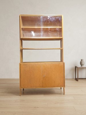 Mid-Century Oak Veneer Wall Shelf Bookcase by František Jirák for