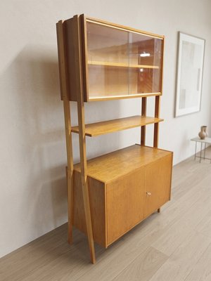 Mid-Century Oak Veneer Wall Shelf Bookcase by František Jirák for