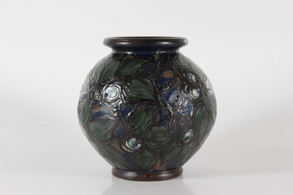 Large Early 20th Century Ball Shaped Floor Vase from Herman A. Kähler, Denmark