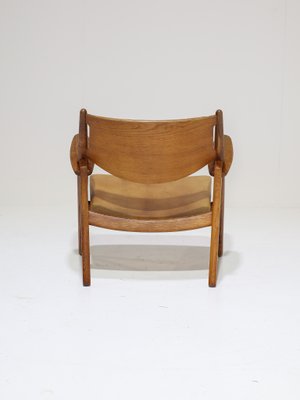 CH28 Lounge Chair in Oak and Cognac Leather by Hans J. Wegner