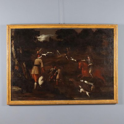 Hunting Scene, 1700s, Oil on Canvas, Framed for sale at Pamono
