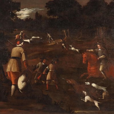 Hunting Scene, 1700s, Oil on Canvas, Framed for sale at Pamono