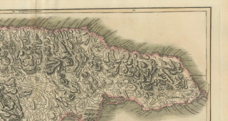 Jamaica Map by John Thomson, Kingston & Port Royal Harbors, 1817