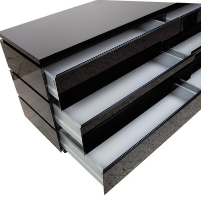 Cube Sideboard with Drawers in Black High Gloss Wood from Interlbke for  sale at Pamono