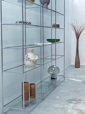 ヴィンテージ glass shelf Vintage Modular Shelf in Chrome Glass by Poul Cadovius for Royal