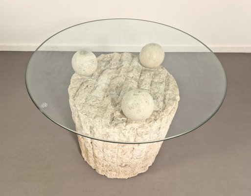 Fossil Stone Coffee Table attributed to Magnussen Ponte, 1980s for