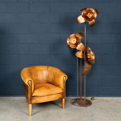 Vintage 20th Century Italian Brass Floral Floor Lamp, 1970s for
