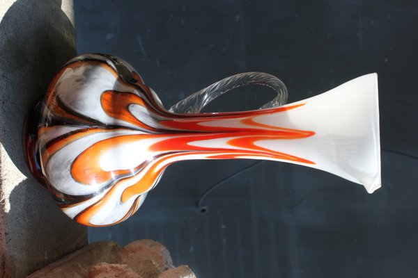 Large Murano Opaline Glass Pitcher Vase by Vetreria Barbieri