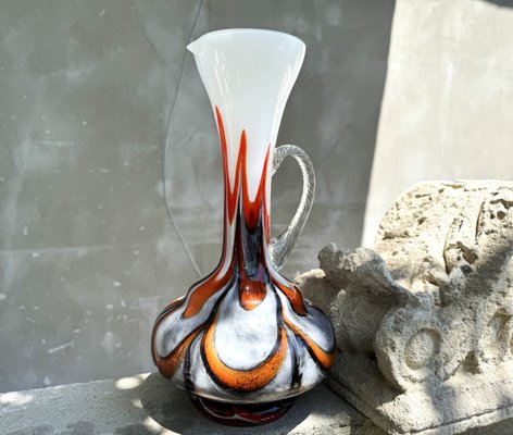 Large Murano Opaline Glass Pitcher Vase by Vetreria Barbieri