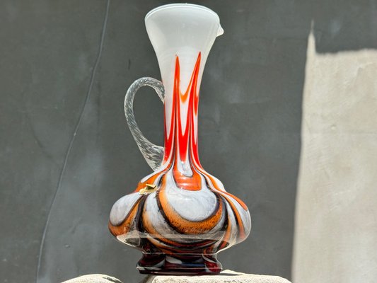 Large Murano Opaline Glass Pitcher Vase by Vetreria Barbieri