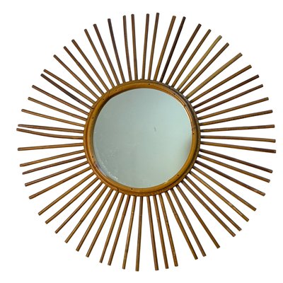 Large Vintage Rattan Mirror, France, 1960s for sale at Pamono