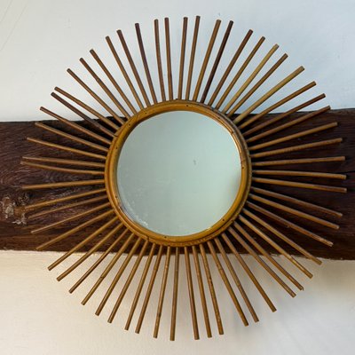 鏡 Vintage Rattern Mirror Large Vintage Rattan Mirror, France, 1960s for sale at Pamono