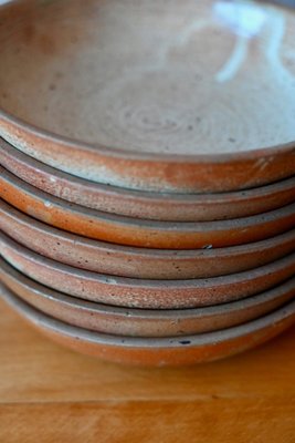 Brutalist Wabi Sabi Stoneware Plates, 1970s, Set of 10 for sale at