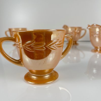 Fire-King Peach Bay Leaf Service for 12 from Anchor Hocking, USA, 1950s,  Set of 67 for sale at Pamono