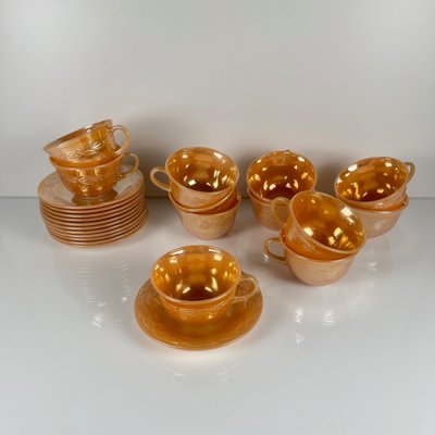 Fire-King Peach Bay Leaf Service for 12 from Anchor Hocking, USA