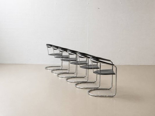 Canasta Cantilever Chairs by Arrben, Italy, 1980s, Set of 6 for