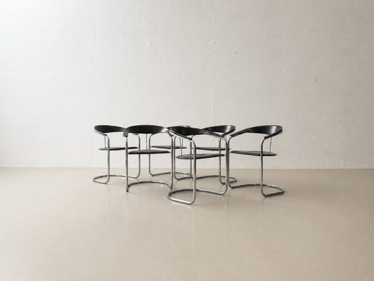 Canasta Cantilever Chairs by Arrben, Italy, 1980s, Set of 6 for