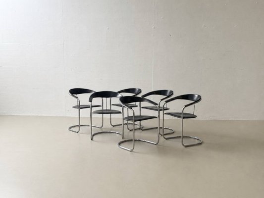 Canasta Cantilever Chairs by Arrben, Italy, 1980s, Set of 6 for