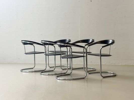 Canasta Cantilever Chairs by Arrben, Italy, 1980s, Set of 6 for