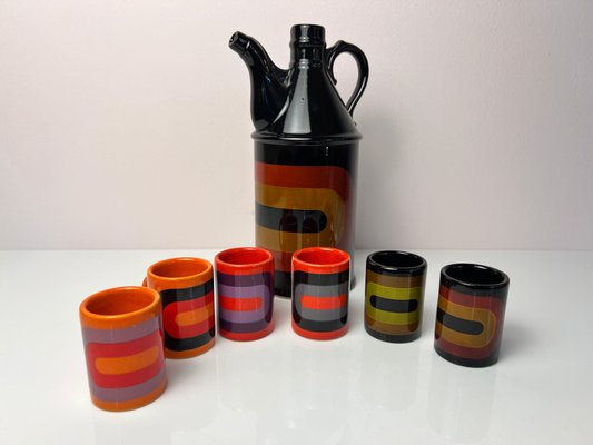 Schnapps Decanters and Cups from Wächtersbach, Set of 7 for sale