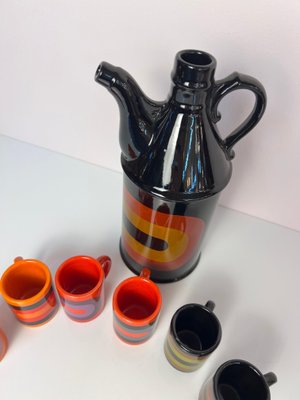 Schnapps Decanters and Cups from Wächtersbach, Set of 7 for sale