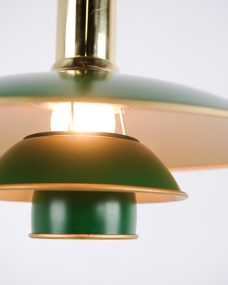 Pendant Lamp with Green Metal Shades by Poul Henningsen for Louis