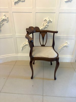 Antique Edwardian Mahogany Corner Chairs, 1920s, Set of 4 for sale
