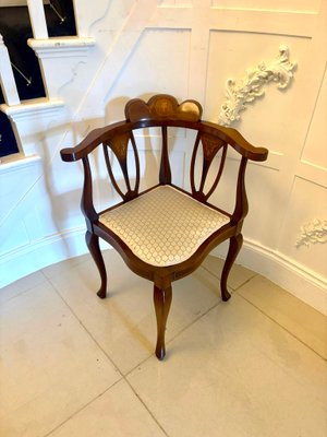 Antique Edwardian Mahogany Corner Chairs, 1920s, Set of 4 for sale