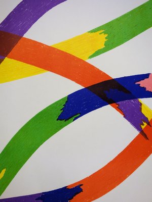 Lithograph Colorful Ribbons Poster attributed to Piero Dorazio for