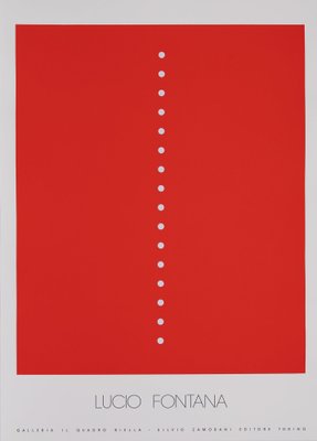Lucio Fontana, Concetto Spaziale Rosso, Screen Print for sale at