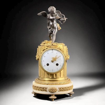 Louis XVI French Gilt Bronze Mantel Clock with Cupid for sale at