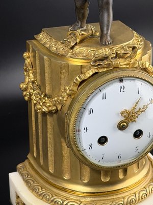Louis XVI French Gilt Bronze Mantel Clock with Cupid for sale at