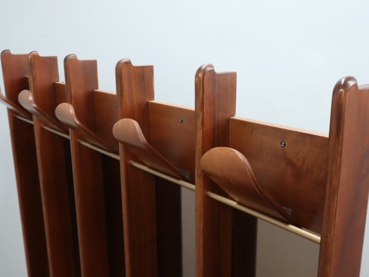 Vintage Wood Entryway Coat Rack with Mirrors by La Moderna, 1970s