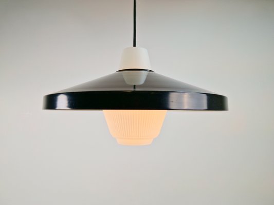 Opaline Glass Pendant Lamp attributed to Louis Kalff for Philips