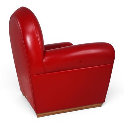 Poltrona Frau Quadra レッド 赤 本革 オットマン1脚① Vanity Fair Leather Armchair by Renzo Frau for Poltrona Frau, 1990