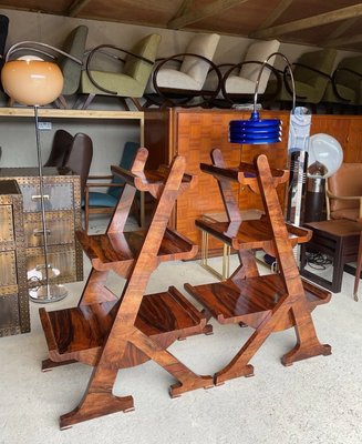 Postmodern Sculptural Walnut Display Shelves, Set of 2 for sale at