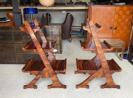 Postmodern Sculptural Walnut Display Shelves, Set of 2 for sale at