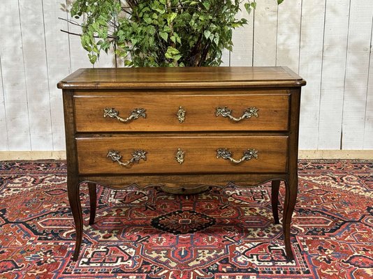 Louis XV Two-Drawer Chest of Drawers in Walnut and Poplar Wood, 1890s Louis XV Two-Drawer Chest of Drawers in Walnut and Poplar Wood, 1890s