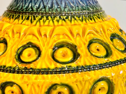 Mid-Century Art Ceramic Vase with Three-Dimensional Decoration