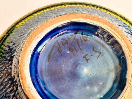 Mid-Century Art Ceramic Vase with Three-Dimensional Decoration