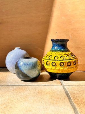 Mid-Century Art Ceramic Vase with Three-Dimensional Decoration