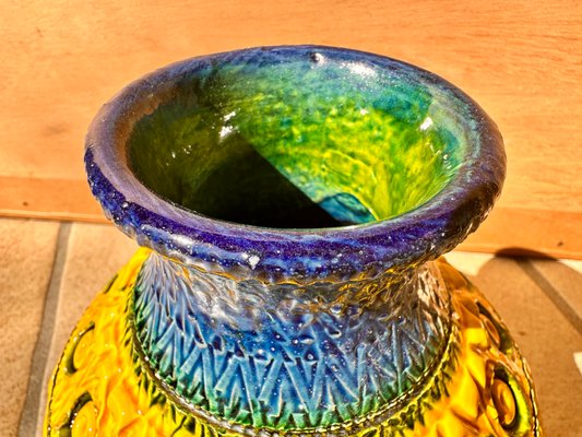 Mid-Century Art Ceramic Vase with Three-Dimensional Decoration