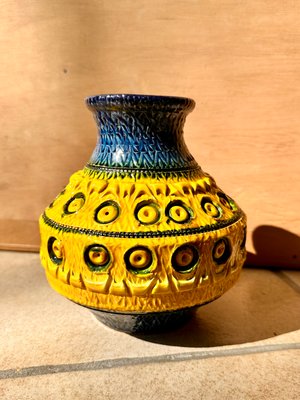 Mid-Century Art Ceramic Vase with Three-Dimensional Decoration