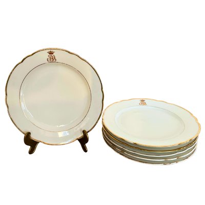 Antique Limoges Porcelain Dinner Plates, 1900, Set of 6 for sale