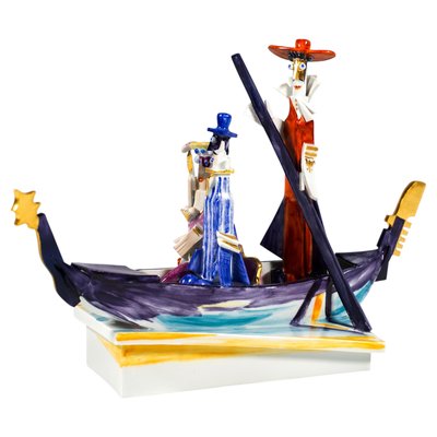 Venetian Journey with Gondola Figurine Group by Peter Strang for